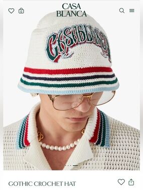 CASABLANCA White Gothic Crochet Bucket Hat